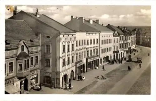 Ak Vyškov Wischau Südmähren, Straßenpartie, Geschäfte