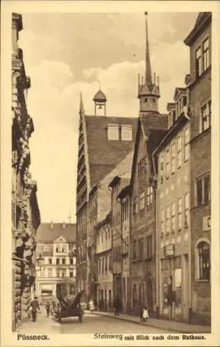 Ak Pößneck in Thüringen, Steinweg, Blick zum Rathaus