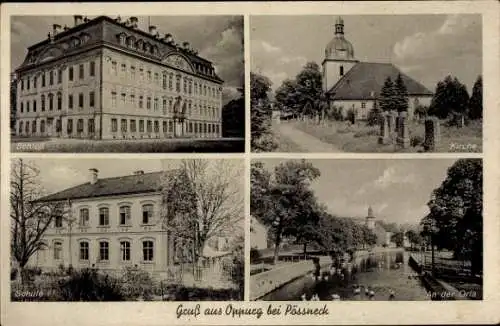 Ak Oppurg an der Orla Thüringen, Schloss, Kirche, Schule