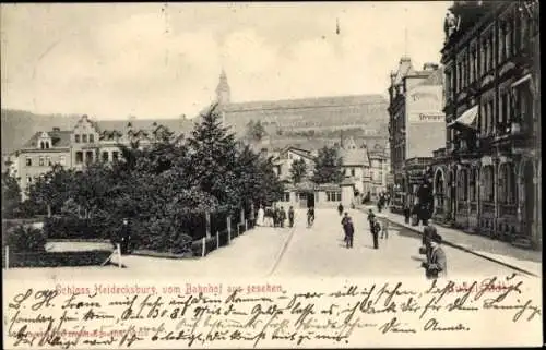 Ak Rudolstadt in Thüringen, Schloss Heidecksburg vom Bahnhof aus gesehen