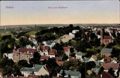 Ak Guben in der Niederlausitz, Gesamtansicht, Kirchturm