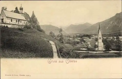 Ak Oberau Niederau in Sachsen, Gesamtansicht, Kirche