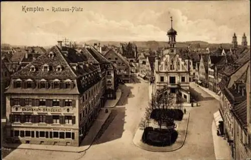 Ak Kempten im Allgäu Schwaben, Rathausplatz, Brauerei