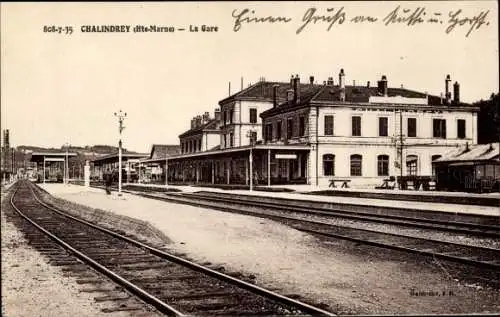 Ak Chalindrey Haute-Marne, Bahnhof, Gleisansicht