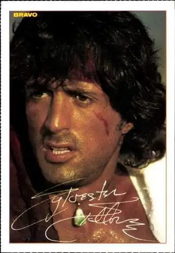 Ak Schauspieler Sylvester Stallone, Portrait, Autogramm, Bravo