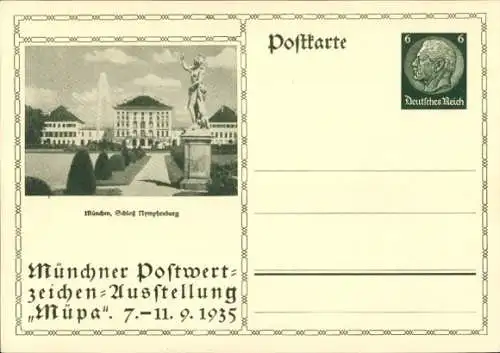 Ganzsachen Ak Müpa, Münchner Postwertzeichen-Ausstellung 1935