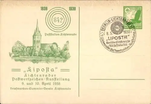 Ganzsachen Ak Berlin Tempelhof Lichtenrade, Liposta, Postwertzeichen-Ausstellung 1938