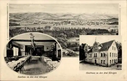 Ak Eningen unter Achalm am Albtrauf ?, Gasthaus zu den drei Königen, Stadtpanorama