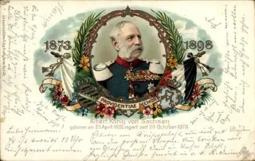 Litho König Albert von Sachsen, Jubiläum 1898, Portrait