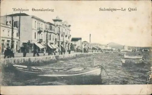 Ak Saloniki Griechenland, Hafen, Promenade am Kai