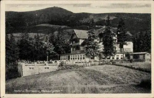 Ak Hainbergshöh Schlesien, Hotel und Terrassen