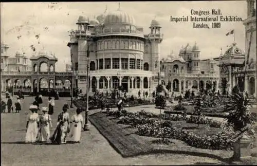 Ak London City England, Imperial International Exhibition 1909, Kongresshalle