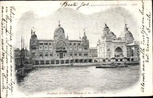 Ak Paris, Weltausstellung 1900, Weltausstellung, Pavillons von Italien, Türkei