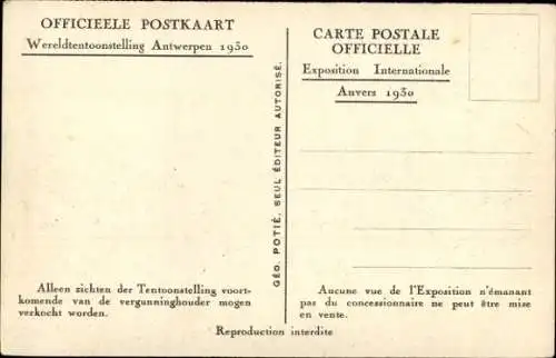 Ak Antwerpen Flandern, Weltausstellung 1930, Palais du Congo