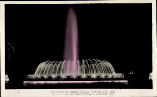 Ak Antwerpen Antwerpen Flandern, Wereldtentoonstelling, Weltausstellung 1930, beleuchteter Brunnen