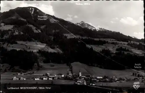 Ak Westendorf in Tirol, Gesamtansicht, Bergstation Alpenrose, Fleiding, Berglift