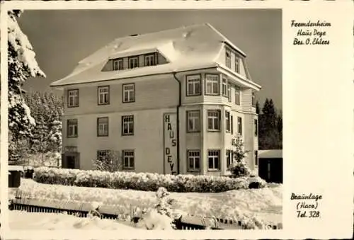 Ak Braunlage im Oberharz, Fremdenheim Haus Deye, Winter