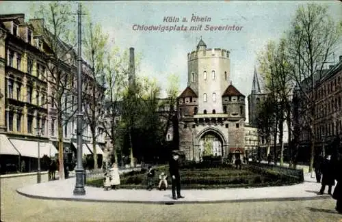 Ak Köln am Rhein, Chlodwigplatz m. Severintor