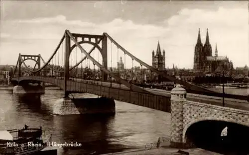 Ak Köln am Rhein, Hängebrücke, Kölner Dom