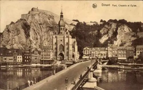 Ak Dinant Wallonien Namur, Brücke, Zitadelle und Kirche