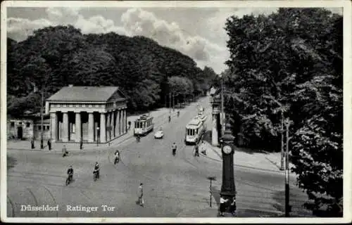 Ak Düsseldorf am Rhein, Ratinger Tor, Straßenbahnen