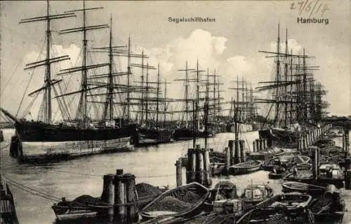 Ak Hamburg, Segelschiffhafen