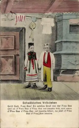 Ak Schwäbisches Volksleben, Kinder in Trachten