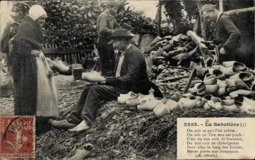 Ak Französische Tracht, Schuhmacher, Holzschuhe