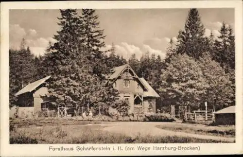 Ak Bad Harzburg am Harz, Forsthaus Scharfenstein