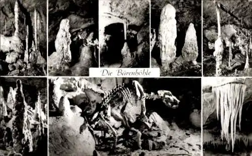 Ak Erpfingen Sonnenbühl in Württemberg, Bärenhöhle, Karlshöhle, Tropfstein, Skelett