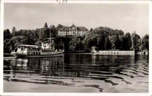 Ak Insel Mainau im Bodensee, Schloss, Dampfschiff