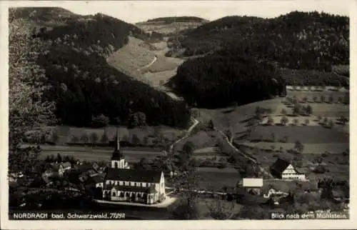 Ak Nordrach im Schwarzwald Baden, Panorama, Mühlstein, Kirche