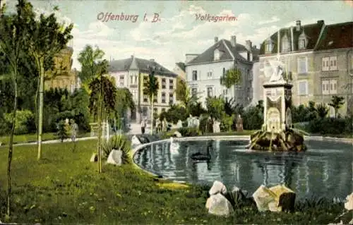 Ak Offenburg in Baden Schwarzwald, Volksgarten