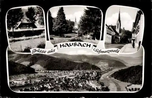 Ak Hausach im Schwarzwald, Gesamtansicht, Teilansichten, Kirche