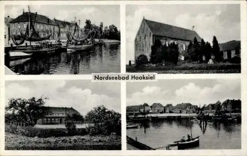 Ak Hooksiel Wangerland, Kirche, Hafen, Teilansichten