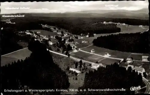 Ak Kniebis Freudenstadt im Schwarzwald, Luftaufnahme, Höhenhotel Zuflucht, Alexanderschanze