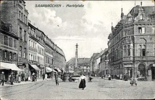 Ak Saarbrücken im Saarland, Marktplatz