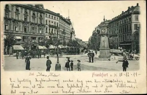 Relief Ak Frankfurt am Main, Zeil, Uhr