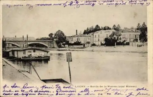 Ak Lagny Seine et Marne, Ufer der Marne, Quai Bizeau