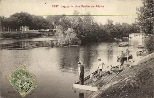 Ak Lagny Seine et Marne, eine Angelparty