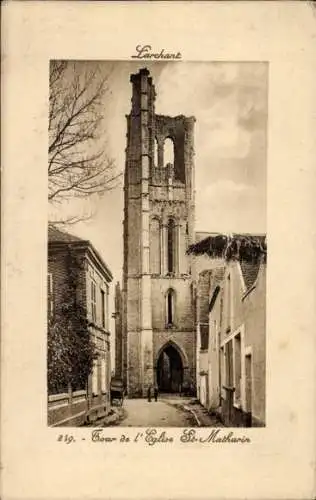 Passepartout Ak Larchant Seine-et-Marne, St-Mathurin-Kirche, Turm