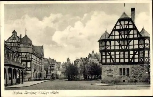 Ak Gießen an der Lahn Hessen, Landgraf Philipp Platz, Fachwerkhäuser