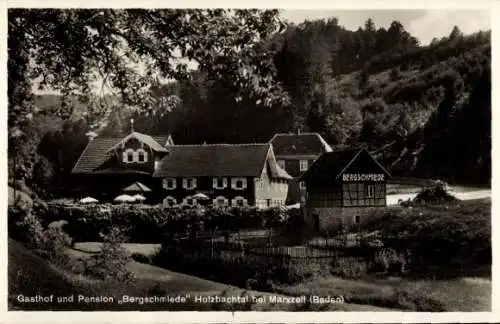 Ak Marxzell im Schwarzwald, Gasthof Pension Bergschmiede, Holzbachtal, Fachwerkhaus