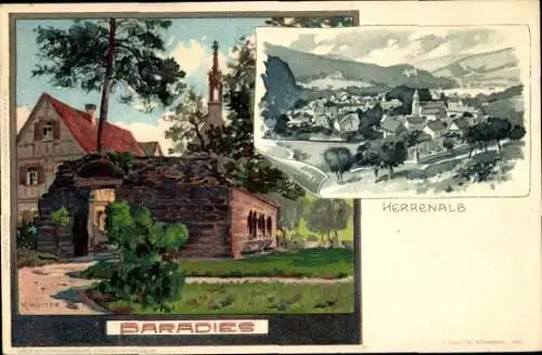 Künstler Litho Mutter, K., Bad Herrenalb im Schwarzwald, Paradies, Klosterruine