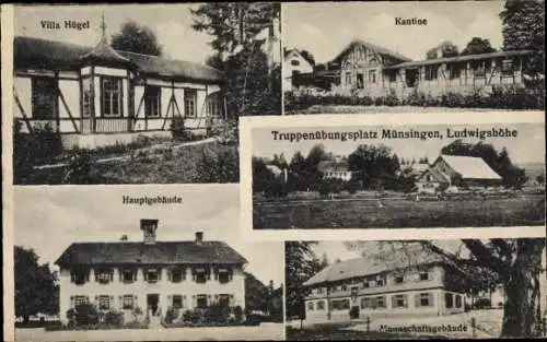 Ak Münsingen in Württemberg, Truppenübungsplatz, Ludwigshöhe, Villa Hügel, Kantine, Hauptgebäude,