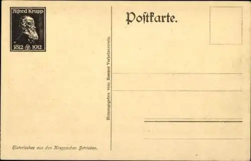 Künstler Ak Essen, Der Erste Schmelzbau und Stammhaus 1819, Alfred Krupp, Kruppsche Betriebe