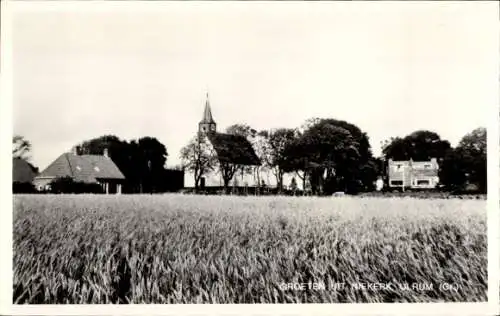 Ak Niekerk Ulrum Groningen Niederlande, Teilansicht, Kirche