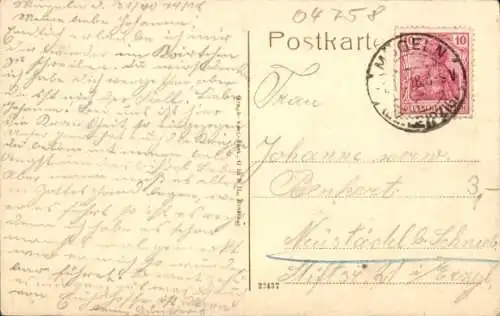 Ak Oschatz in Sachsen, Springbrunnen und alter Turm an der Promenade