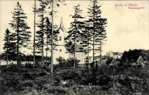 Ak Kliný Göhren Region Aussig, Kirche, Kammwegpartie