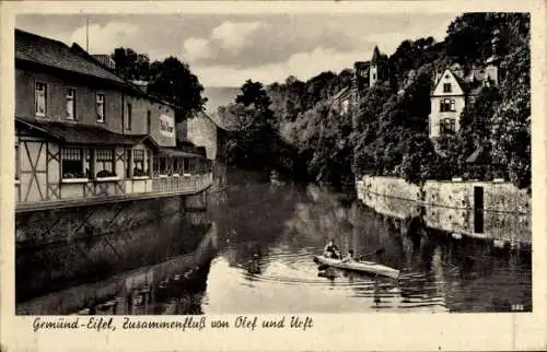 Ak Gemünd Schleiden in der Eifel, Zusammenfluß von Olef und Urft